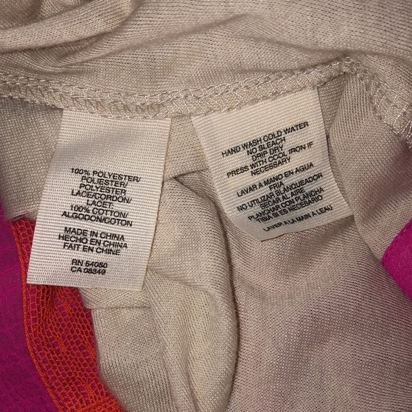 Rachel Rachel Roy Fuchsia With Orange Lace Accent Trim Spaghetti Strap Dress - Picture 10 of 11